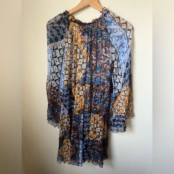 Jade Johnny Was Silk Floral Tiered Dress, size small - Picture 4 of 5